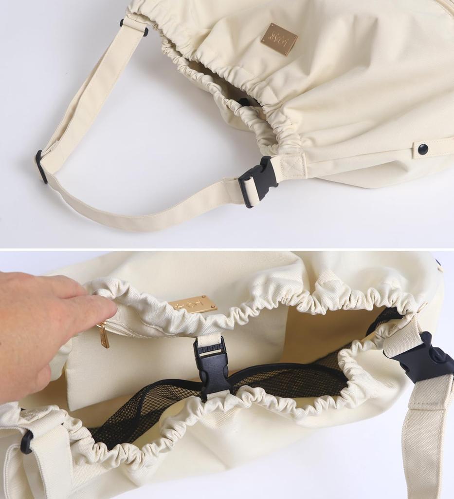 Stroller Under Bag, Stroller Backpack, Water-Repellent, Diaper Pouch, Luggage Hook (Beige)
