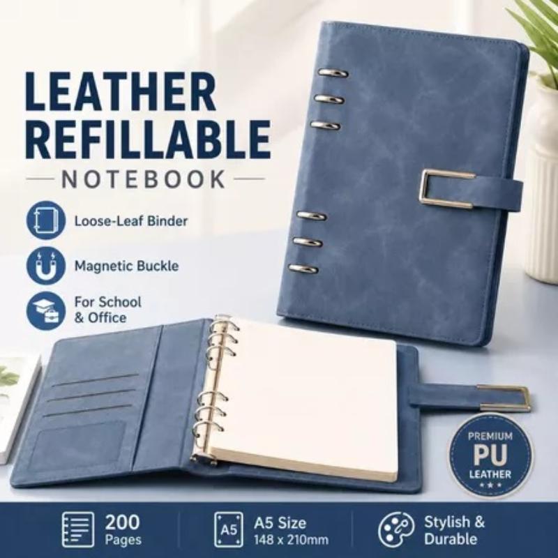 A5 Refillable Leather Notebook Binder Loose Leaf Journal Notebook For School Office Use Detachable A5 Notebook