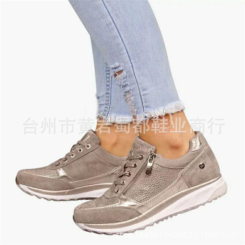 

Large size 4 casual sports shoes women s spring new lightweight lace-up platform running shoes 43 бежевый