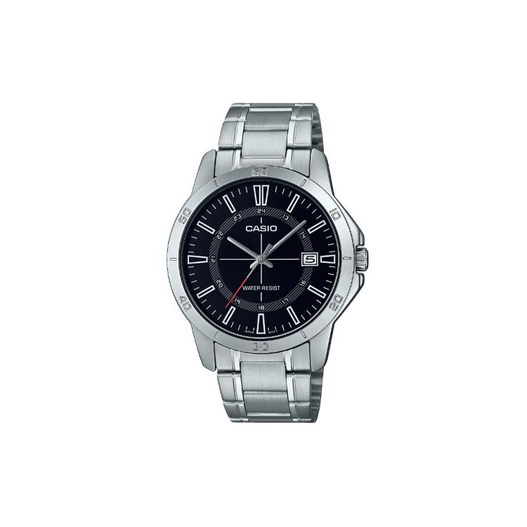 Casio 30M Waterproof Casual Quartz Movement Stainless Steel Watch Men watches Black MTP-V004D-1C Black Dial