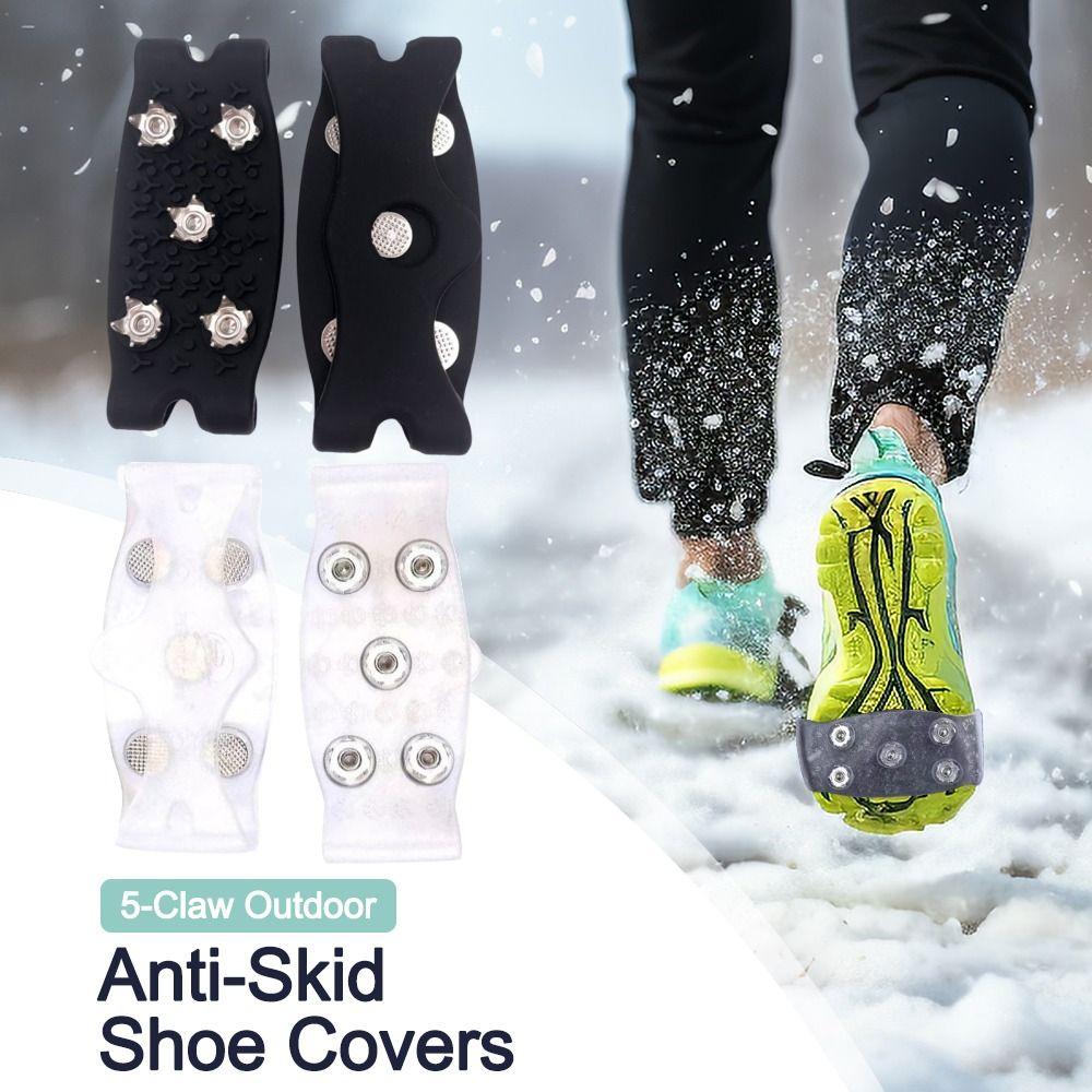 

1Pair Universal Anti-Skid Shoe Covers 5-Stud Silicone Grips Crampons Spikes for Outdoor чорний