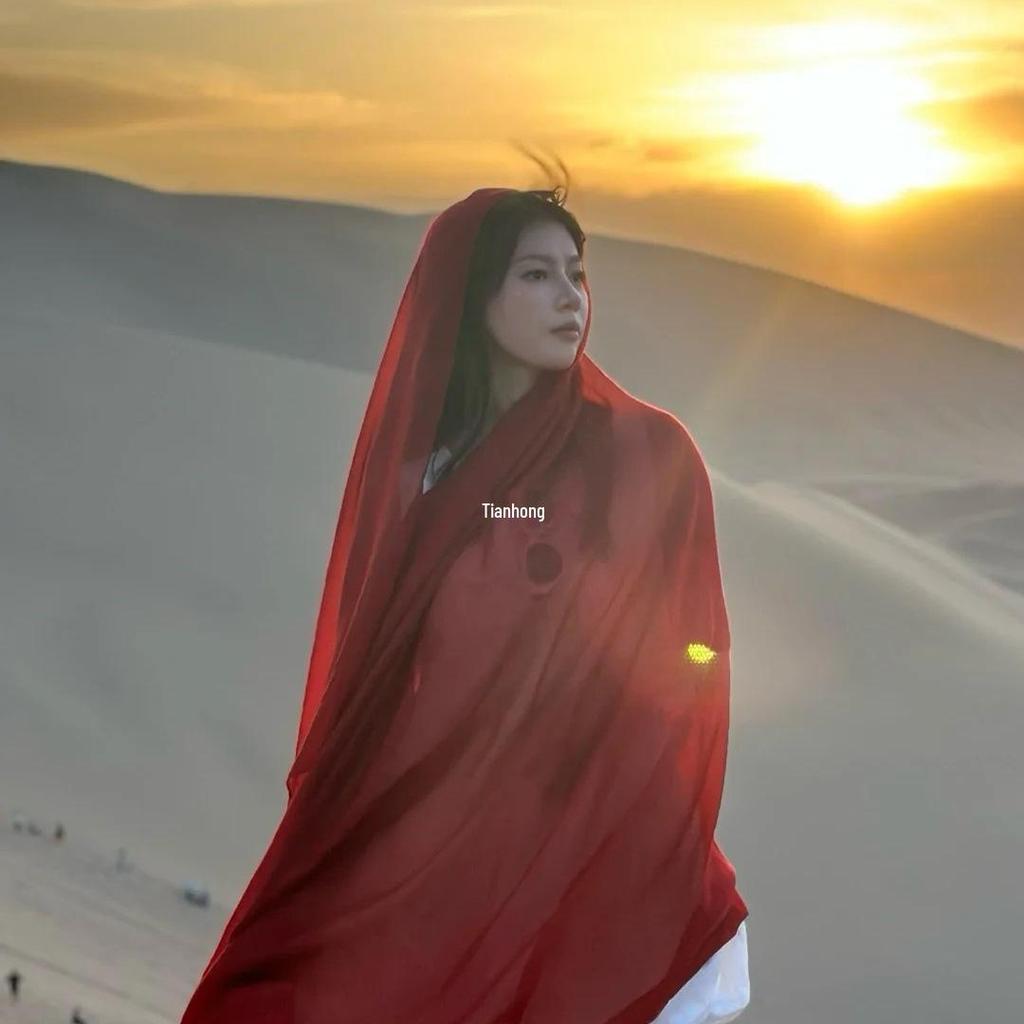 Ethnic Style Cotton-Linen Sun Protection Scarf: Dual-Use Shawl for Desert & Beach