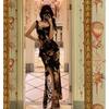 Temperament celebrity royal sister style suspender dress retro printing design sense niche split fork slim hip wrap long skirt