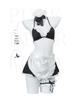 Night Listen Lingerie: Sexy See-Through Maid Role Play Set with Open Crotch, 3-Piece Women's Temptation Uniform