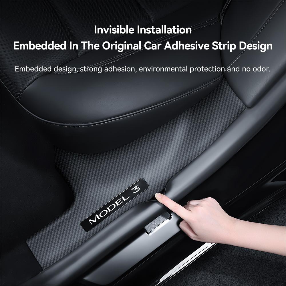 YZ For Tesla Model 3 2025 Highland Rear Door Sill Protective Pad Cover Guards Threshold Bumper Strip Sill Car Accessories