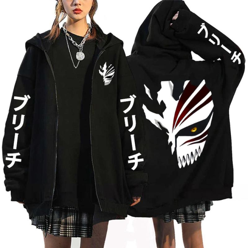 

2023 Аніме Bleach Толстовка Повсякденний світшот з капюшоном Harajuku Вільна куртка на блискавці Хіп-хоп Вуличний одяг Унісекс Мода Sudadera на блискавці XL