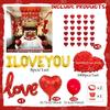 Golden ILOVEYOU Letter Balloon Set Love Pendant Decoration Red Heart Balloon for Valentine's Day Proposal Wedding Birthday Decor