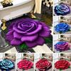 3D Rose Flower Area Rug Non-slip Washable Absorbent Plush Floor Mat Irregular Floral Carpet
