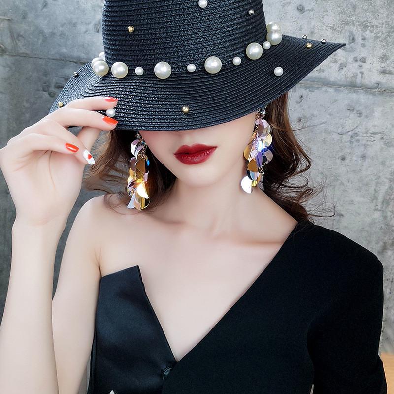 Diamond Colorful Glitter Paillette Sequined Tassels Exaggeration Dangle Earring Eardrop Women Jewelry