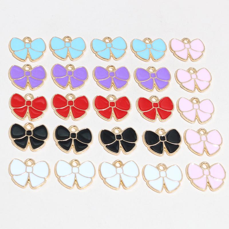 50pcs Bow Butterfly Star Charms Pendant Enamel Metal for Earrings Necklace Bracelet DIY Jewelry Making Accessories Findings