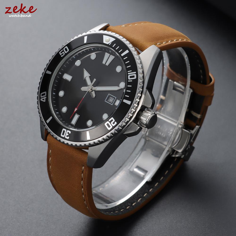 Genuine Calfskin Leather Watchband 14/16/18/20/22/24mm Butterfly Clasp Stitching Straps for Omega Business Watch Band for Seiko