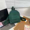 Corduroy Mini Backpack Multiple Pockets School Bag Classic Solid Color Shoulder Bag S/M/L Soft Unisex Female Commuter Travel Bag
