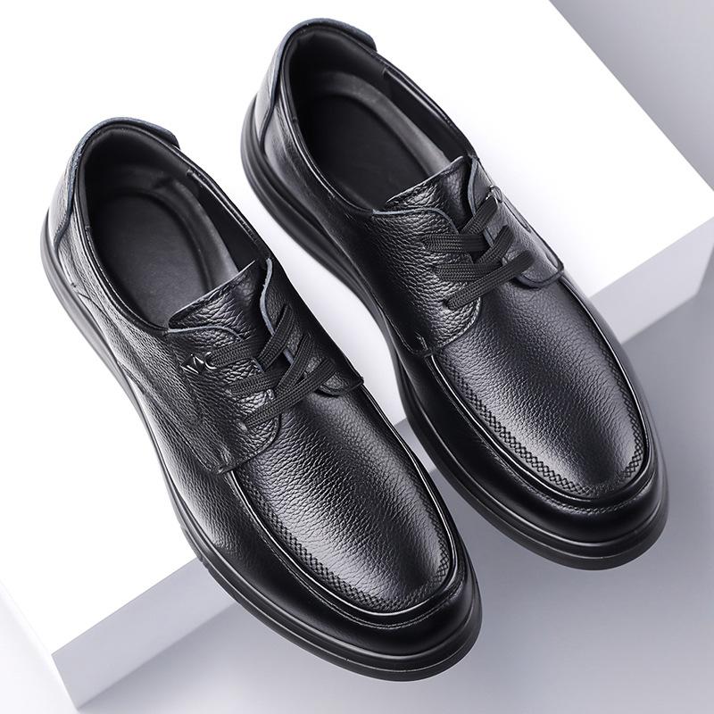 Breathable Men's Shoes Genuine Leather Business Leather Shoes High-end Cowhide Soft-soled Soft-sided Shoes Lazy Shoes Lace-up