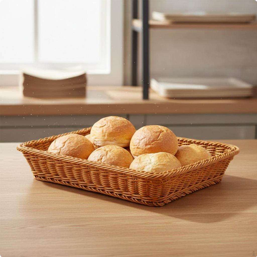 Rectangular Woven Fruit Basket Large Capacity Imitation Rattan Easy To Clean Bread