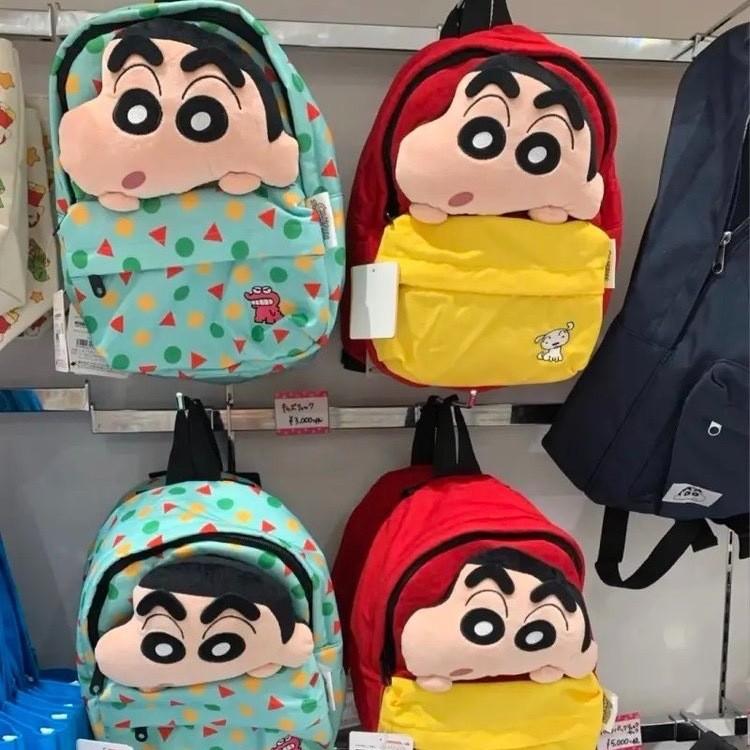 Cotton Crayon Shinchan Print Backpack Versatile Bag With Nylon Material For Kids