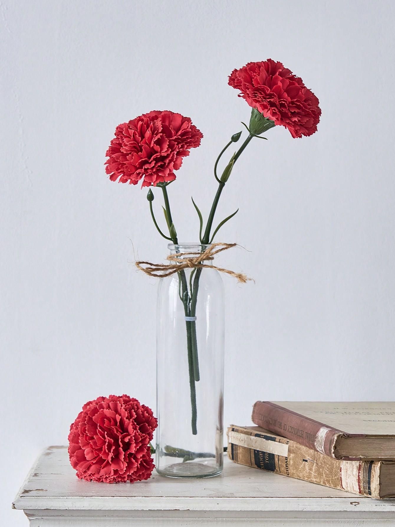 

1 шт. Искусственные гвоздики Искусственные цветы Стебли Шелковые Искусственные цветы Для похоронных композиций Свадебные букеты Кладбищенские венки Поделки своими руками 1 Pc красный