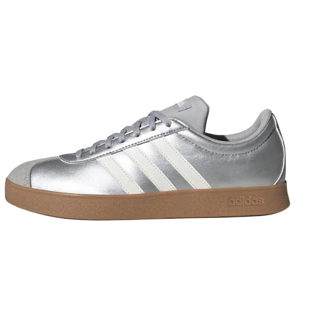 Adidas VL Court Base Fashion Comfortable Durable Low-Top Skate Shoes Women Sneakers Silver Gray White JQ3048
