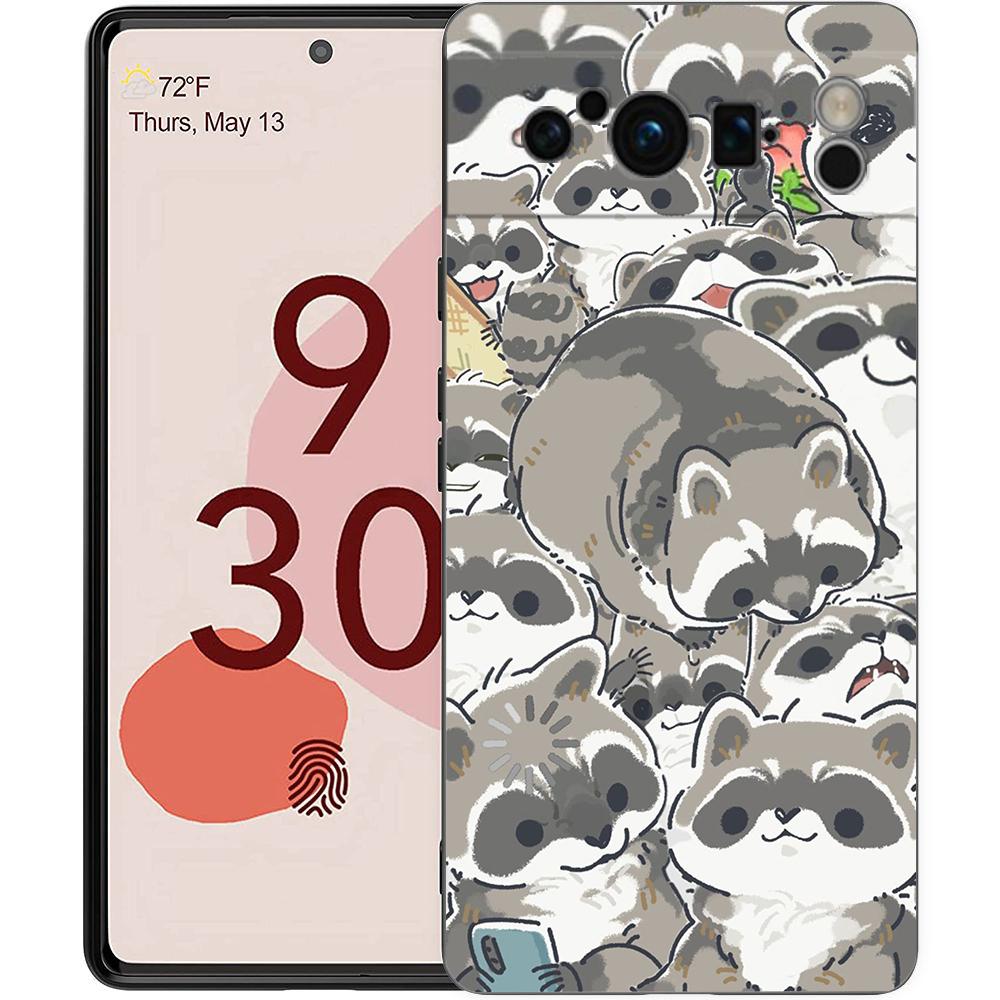 Luxury Phone Case For Google Pixel 10 9 8 9A 8A 7 7A 6 Pro XL 6A 5G Black Soft Back TPU Cover Raccoon
