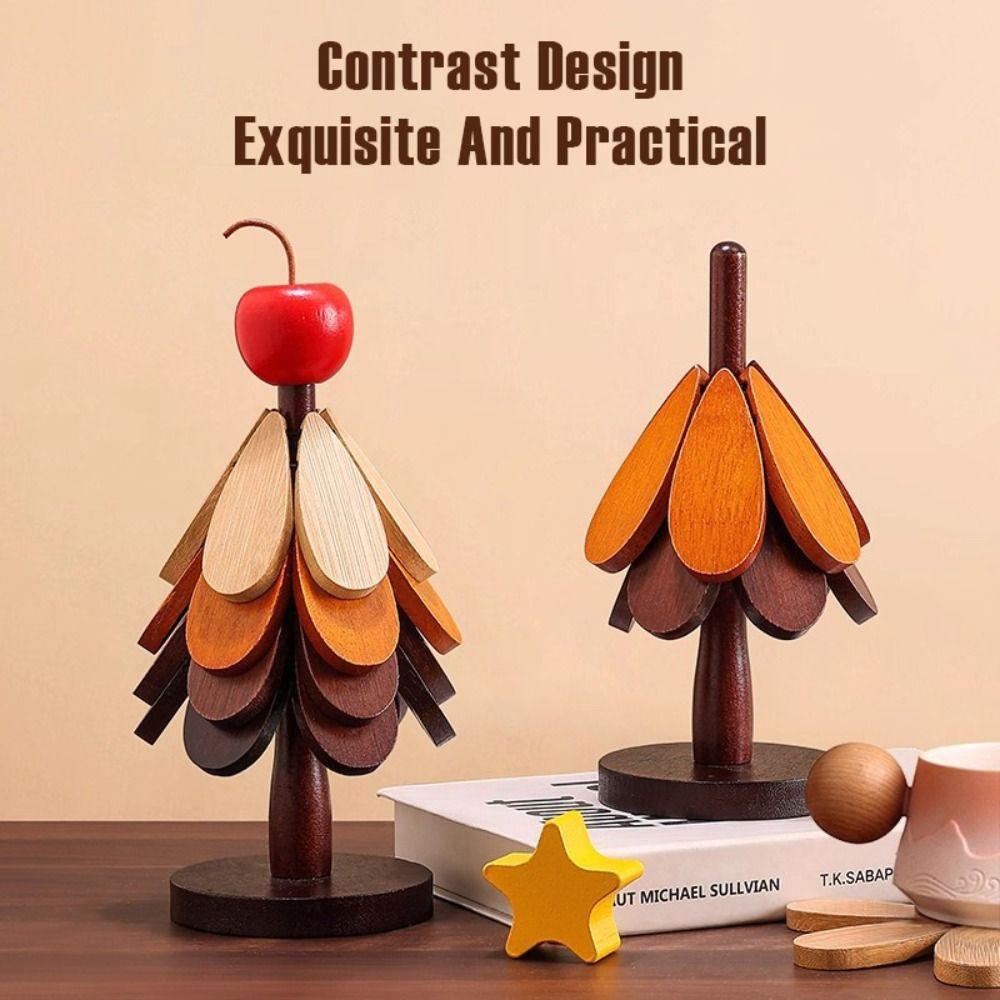 Tree-shaped Heat-resistant Trivet Wooden Table Pot Mat Multi-functional Cup Pad  Kitchen