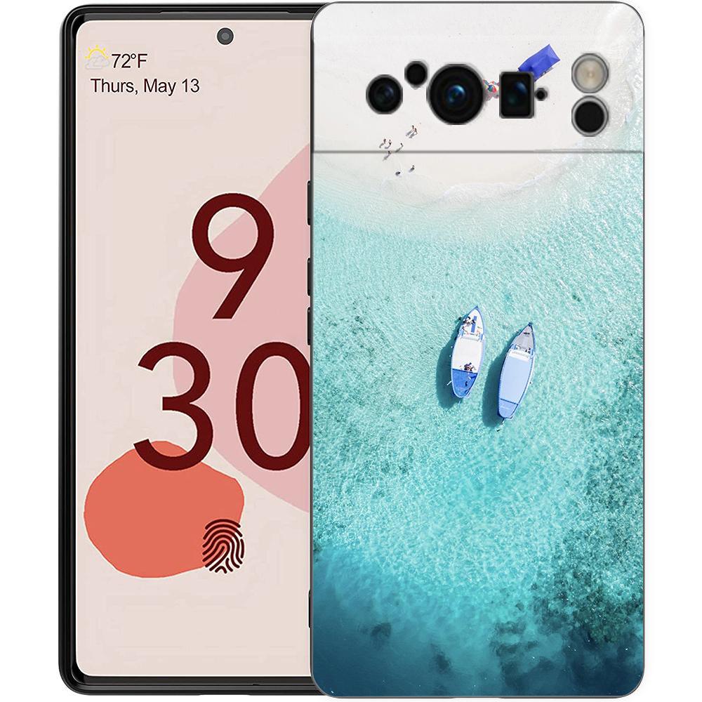 Pretty Blue Sea Fashion Phone Case For Google Pixel 10A 10 9 8 7 6 Pro XL 9A 8A 6A 7A 5G Soft Shockproof TPU Black Cover