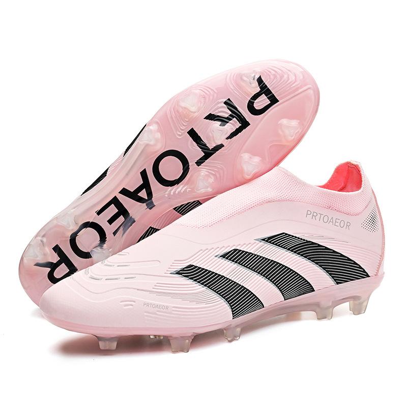 

Seamless Fly-Woven Football Shoes Without Straps And Feet, Natural Lawn Ag Spikes, Leather Feet, Boys And Girls, Adolescent Training 45