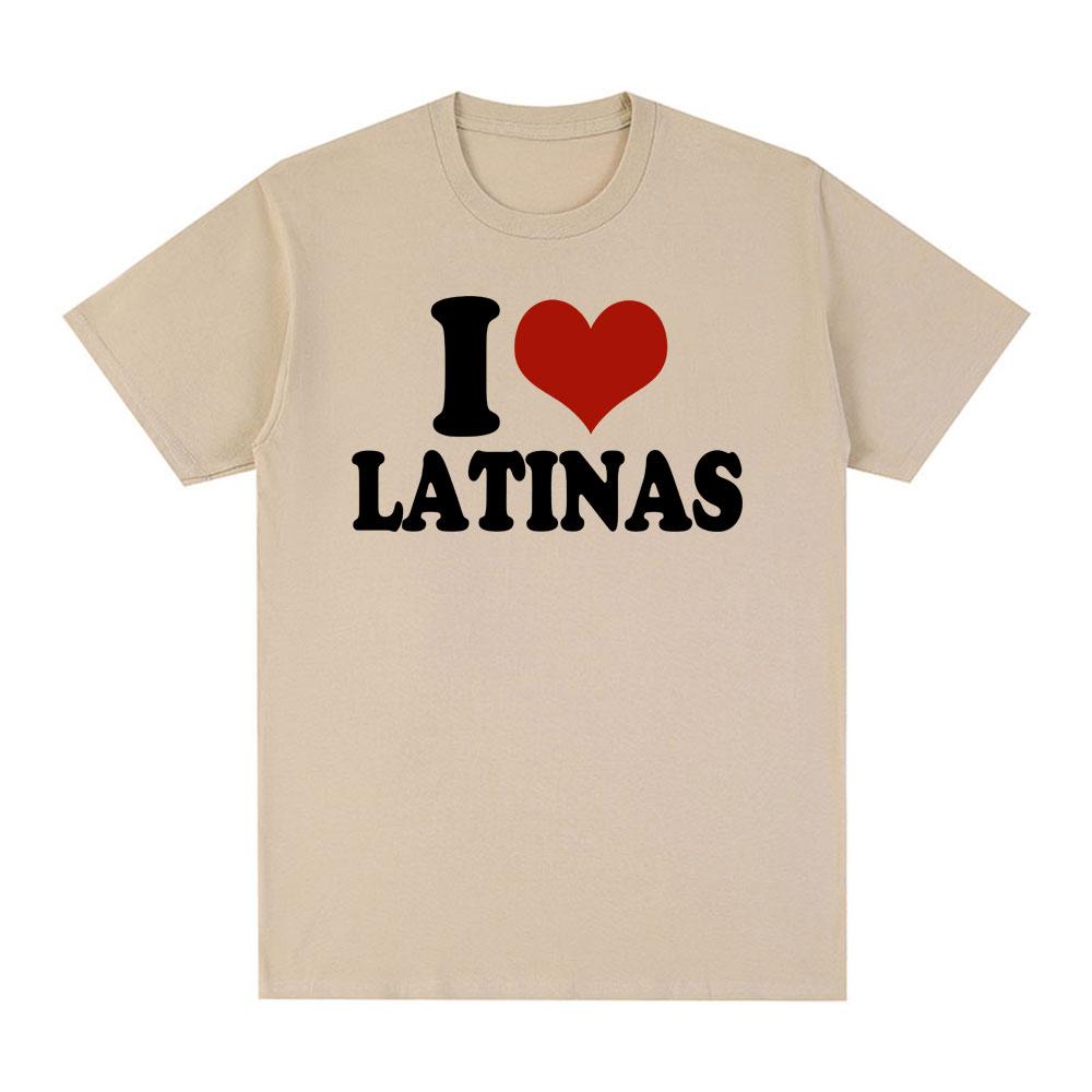 Funny Red Heart Love Latina I Love Latinas Tshirt Unisex Women Clothing Fashion Hip Hop Tshirts Cotton Loose T Shirts Streetwear
