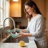 Side Pouring Spout Ceramic Berry Washing Bowl Drain Holes Design Self Spinning Strainer Ceramic Fruit Colander