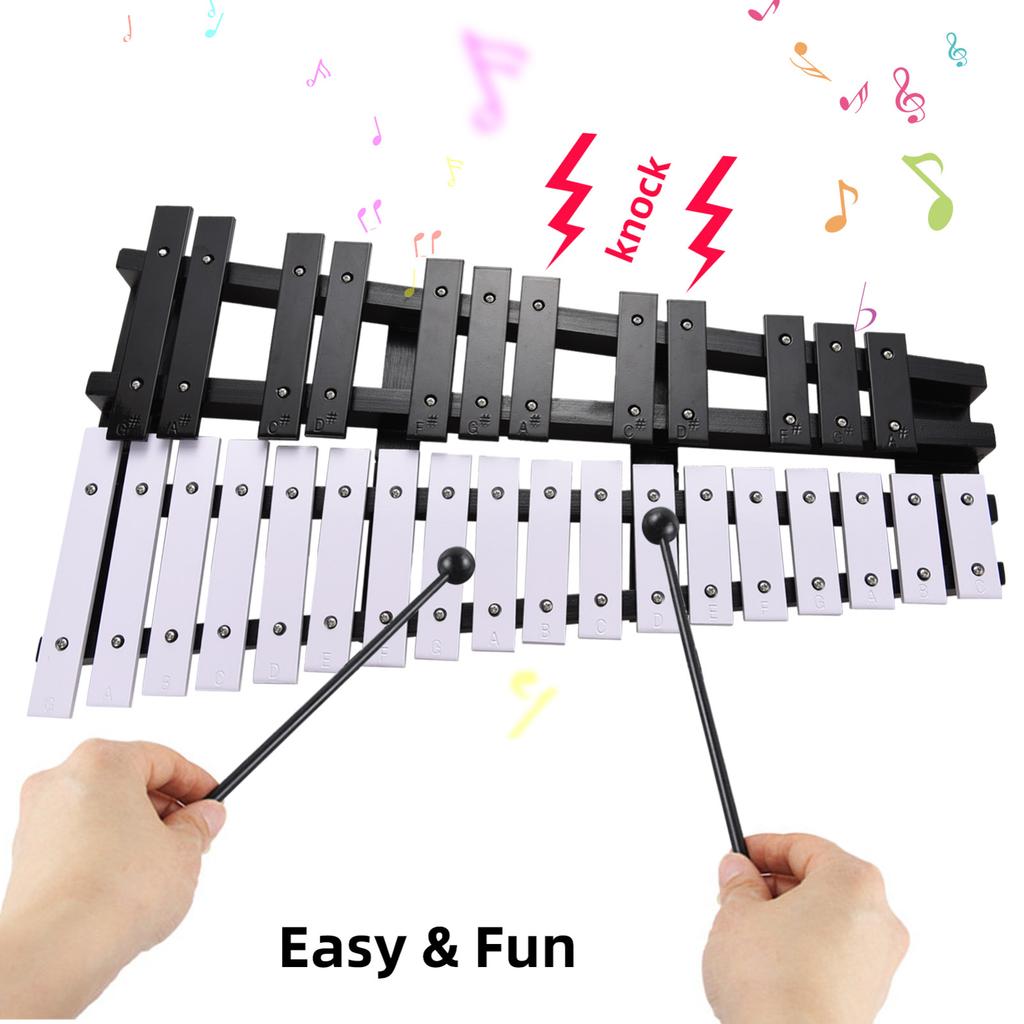 30 Note Glockenspiel Foldable Xylophone Wooden Frame 5mm Thickness Aluminum Bars Percussion Musical Instrument with
