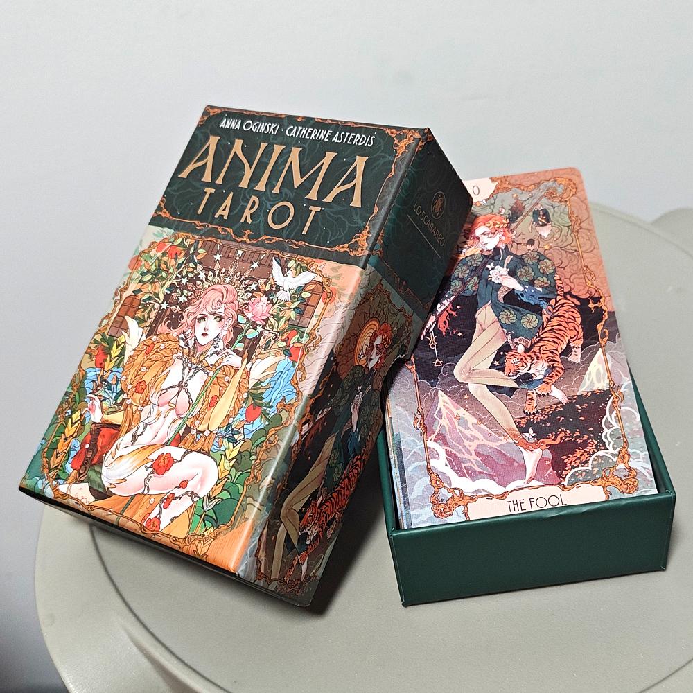 Anima Tarot Deck in Rigid Box 78 Pcs Art Nouveau Tarot Cards 12*7cm Double-embossed with Gorgeous Anime-Style Illustrations
