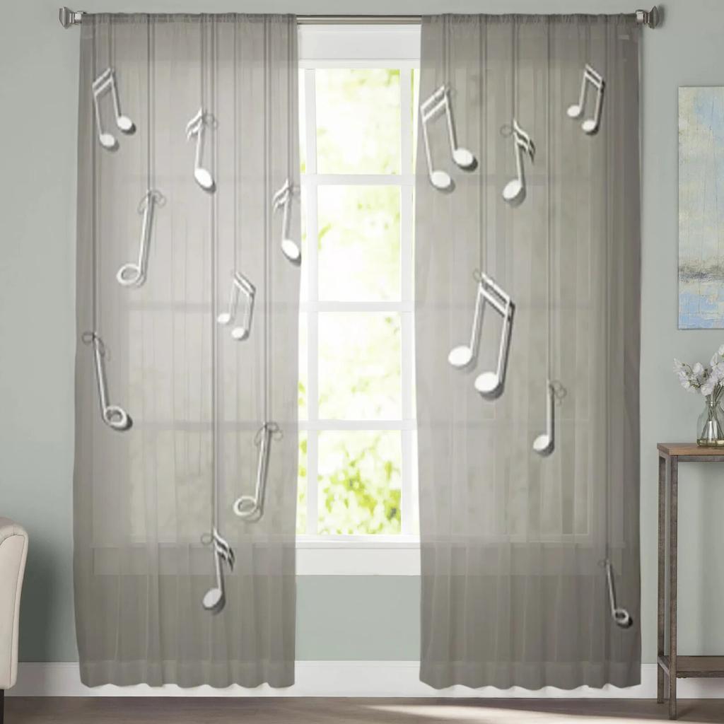 Abstrakter Hintergrund mit Noten, durchsichtige Vorhänge, Schlafzimmer-Voile-Vorhang, Wohnzimmer, Fenster, durchsichtige Vorhänge, Küche, Tüllvorhänge