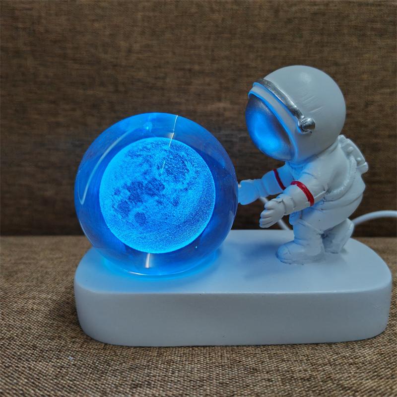 Astronaut Creativ 3D Minge de Cristal Led Lumină de noapte pentru Dormitor Copii Planetă Spațiu Lampă Sistem Solar USB Cadou de Crăciun pentru copii
