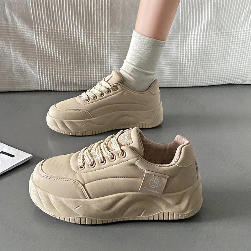 Fashion 2025 New Women's Casual Sneakers Fashion Lace Up Platform Vulcanize Shoes for Women Outdoor Durable Flats Running Shoes