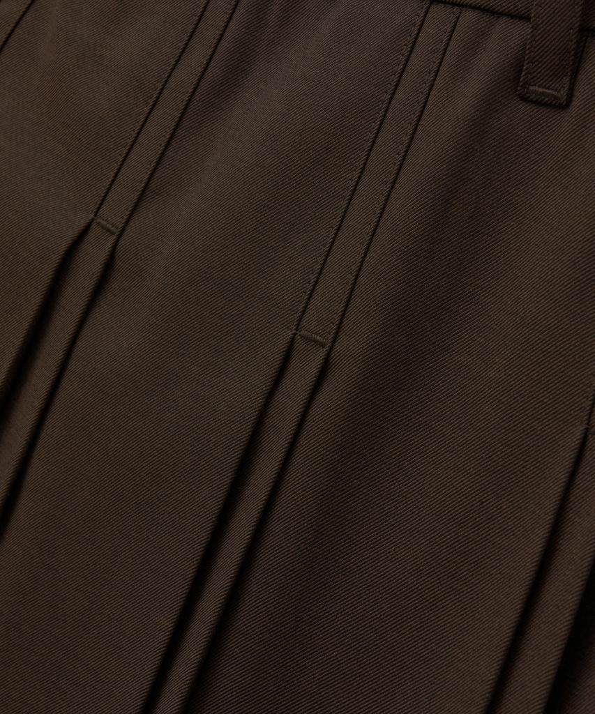 Seteo (W) Button Pleated Midi Skirt Brown