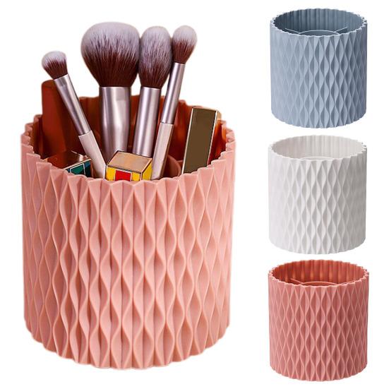 360° Rotation Makeup Brush Holder Organizer Large Capacity Brush Storage Bucket for Lipstick Eyebrow Pencil Eye Shadow
