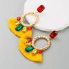 Women's Drop Earrings Exaggerate Colored Glass Tassel Earrings Temperament Geometric Hollow Earrings Ornaments