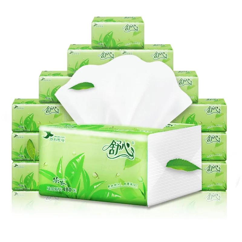 New multi-layer thickened tea flavored toilet paper for household use, large quantities of facial tissue paper, large napkins