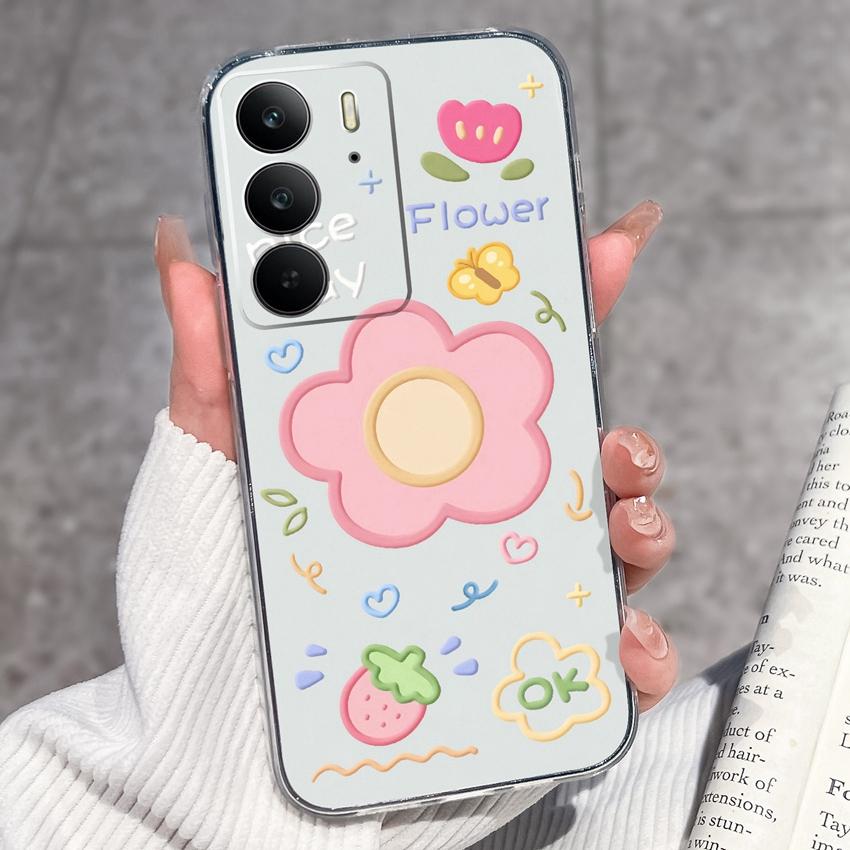 For Oppo Realme C75 C75x C71 C67 C63 C55 C35 C33 C21Y C20 C15 Clear Phone Covers Adorable Cat Patterns Screen Protector Dustproof Case For Oppo Casing