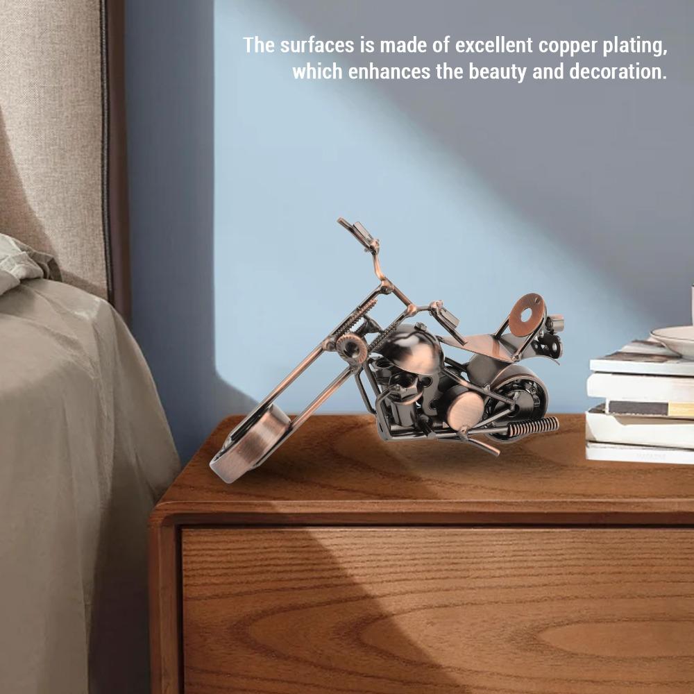Handcrafted Metal Metal Motorcycle Model Movable Handlebar Motorcycle Figurine Office Desk