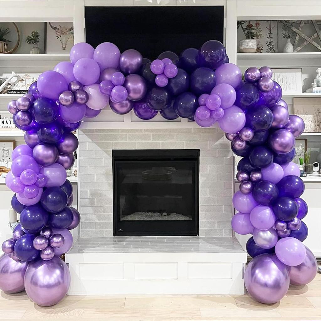 202PCS Purple Latex Balloon Set Suitable for Birthday Parties, Weddings, Valentine's Day Party Decoration