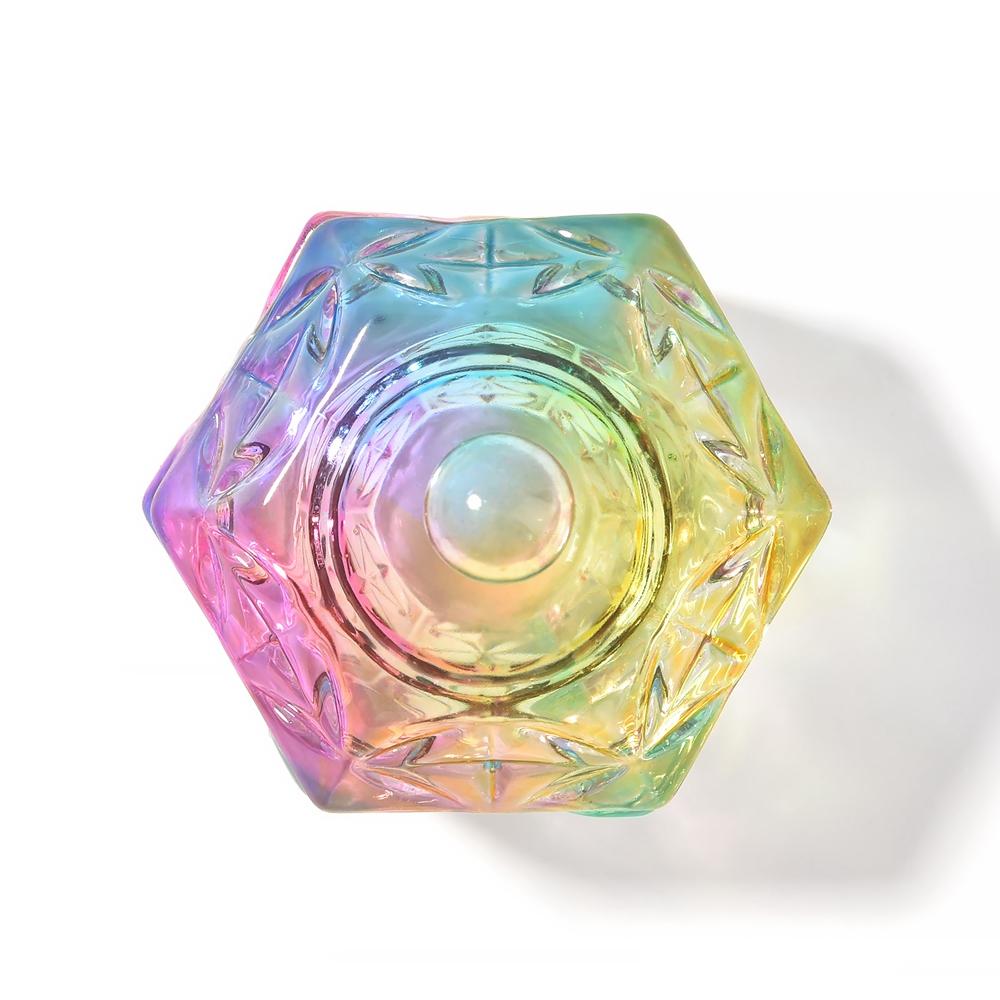 6PC křišťálové sklo akrylový prášek na tekutý kalíšek na nehty Barevný duhový Dappen Dish Víko Držák na misku Vybavení Nástroje na zdobení nehtů