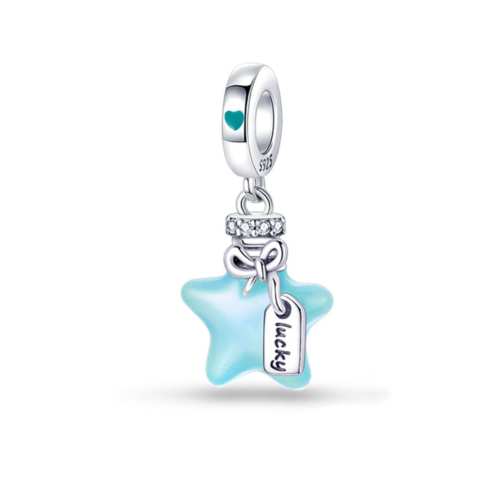 All Glow-in-the-dark Firefly Flower Dangle Charm Pendant Bead Fit Original Charms Silver S925 Plated Bracelet DIY Jewelry