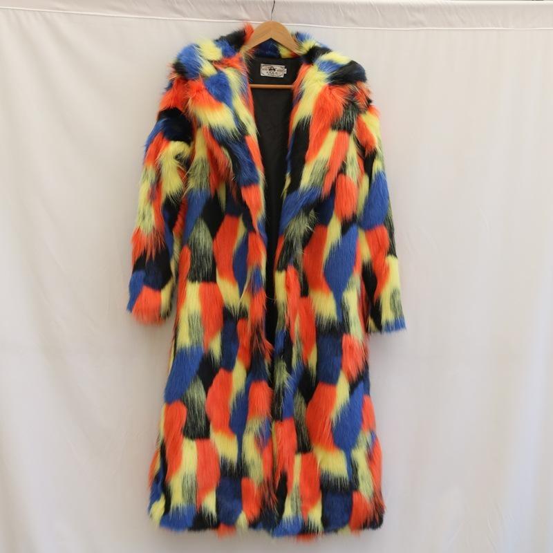 omen's fur coat winter new imitation fox fur coat plus long knee casual warm large size trench coat
