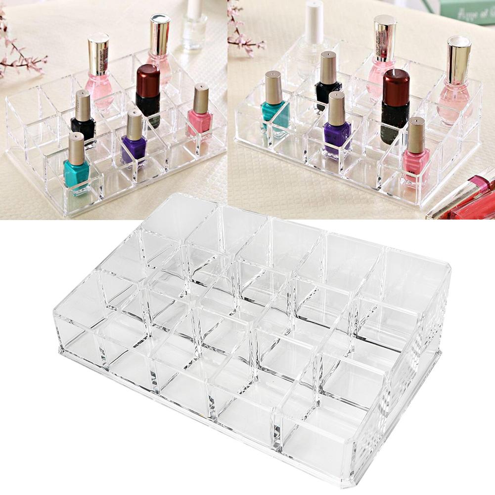 15 Grids Nail Polish Display Holder Lipstick Cosmetics Storage Box Organizer Makeup Tool
