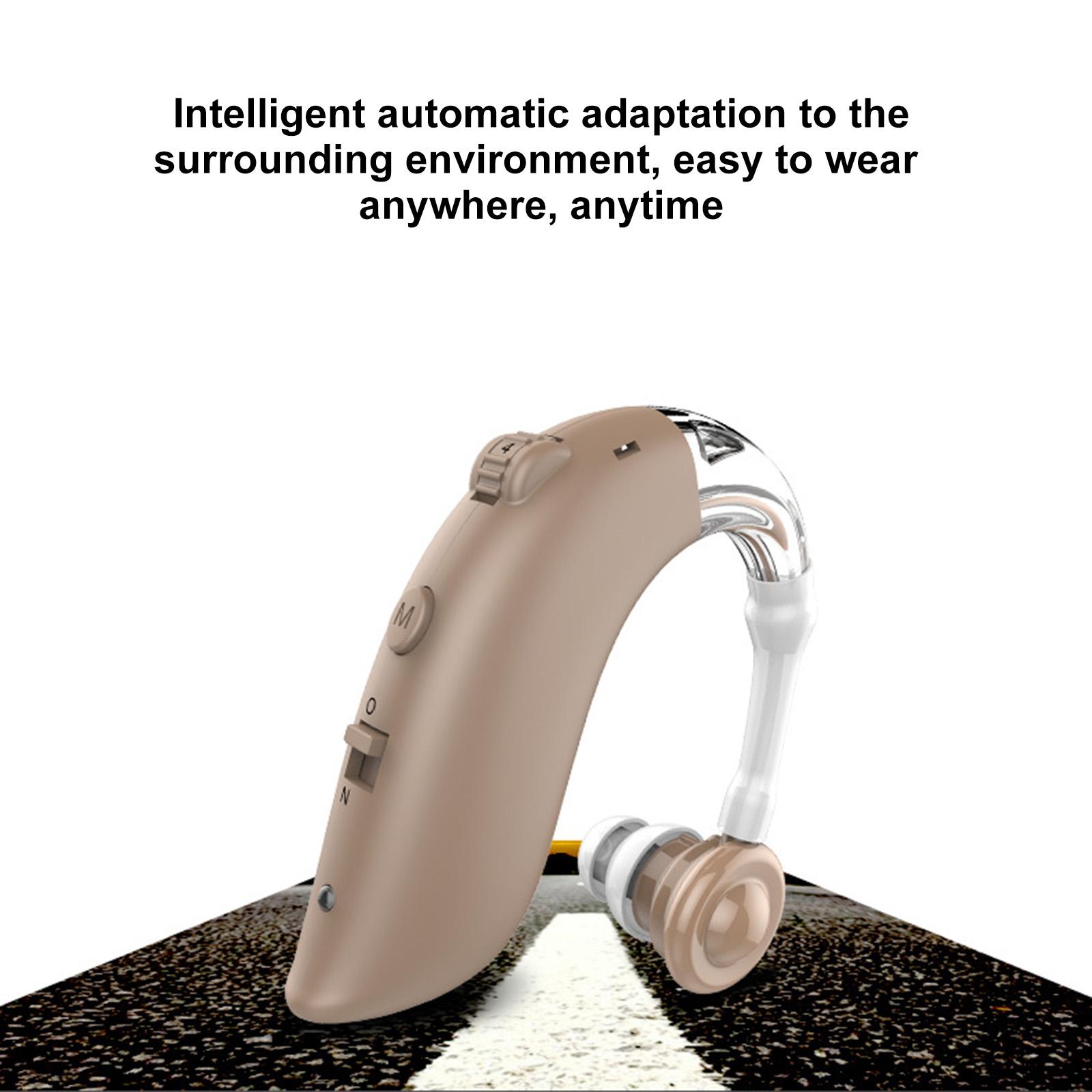 

1 шт. Мини перезаряжаемый слуховой аппарат заушного типа, низкое энергопотребление, усилитель звука EU Plug бежевый