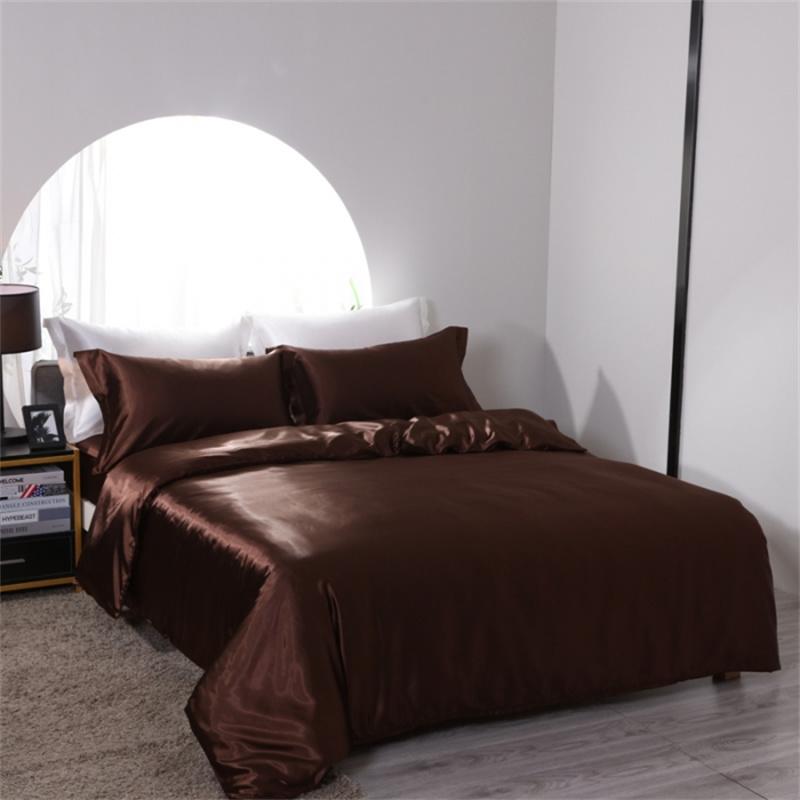 Luxury Mulberry Silk Bedding Set with Duvet Cover Fitted/Flat Bed Sheet Pillowcase Blending Silk Sheet Set Silky Satin Bedsheet