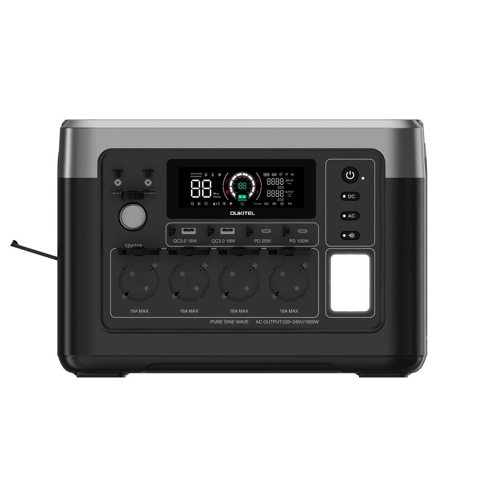 OUKITEL P1000 PLUS Tragbare Powerstation, 1800W 1024Wh Solargenerator mit LiFePO4-Akku, Schnellladung, Intelligente App-Steuerung für den Außenbereich
