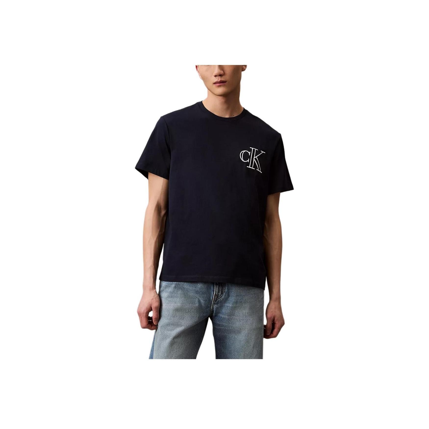 

Calvin Klein Minimalist Comfortable Versatile Letter Logo Patch Short Sleeve T-Shirt Men Tops Deep-Sapphire 4RB848G-410 S