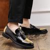 Luxury Gold Leather Loafers For Men Business Casual Elegant Man Dress Shoes Fashion Classic Pointed Toe Slip-on Men's Moccasins