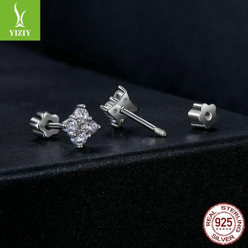 Simple And Shining Mozzarella Diamond Lucky Stud Earrings For Women, Daily Commuting Versatile S925 Sterling Silver Stud Earrings.