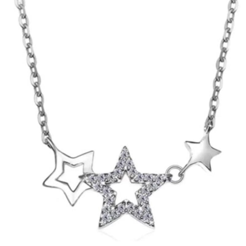 Collier ras du cou en métal argenté avec pendentif étoile et zircon pour femme, chaîne tendance, bijoux tendance, cadeau